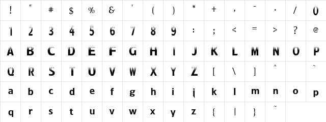 SpikedTop Regular  glyph index