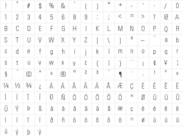 Order Light Regular  glyph index