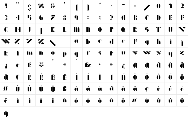Albers ArchiType  glyph index
