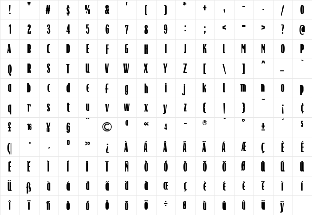 TFRaincheck Ultra  glyph index