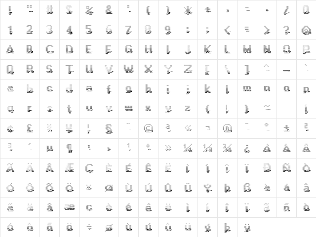 Display3DOTF Regular  glyph index