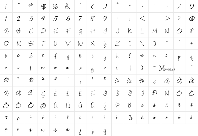 MC CEO Regular  glyph index