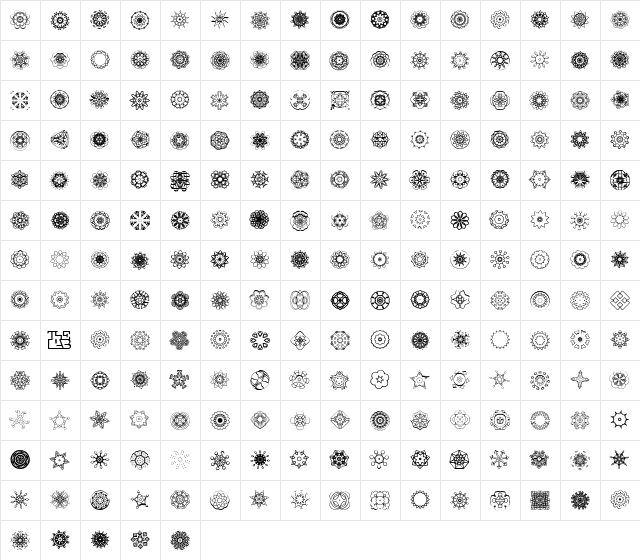 Extasy Regular  glyph index