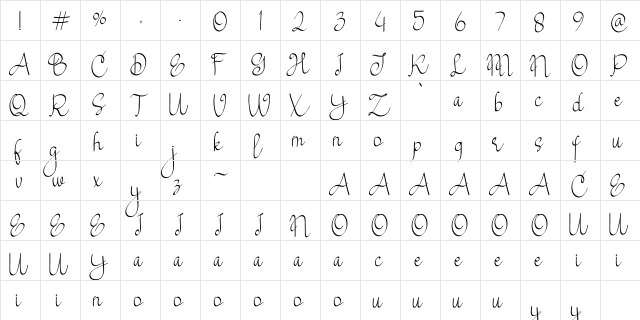 Starglass Regular  glyph index