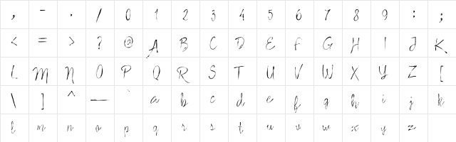Stylish Marker Regular  glyph index