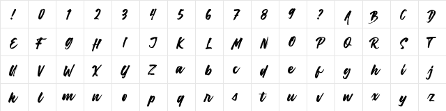 Harligh Brush Harligh Brush  glyph index