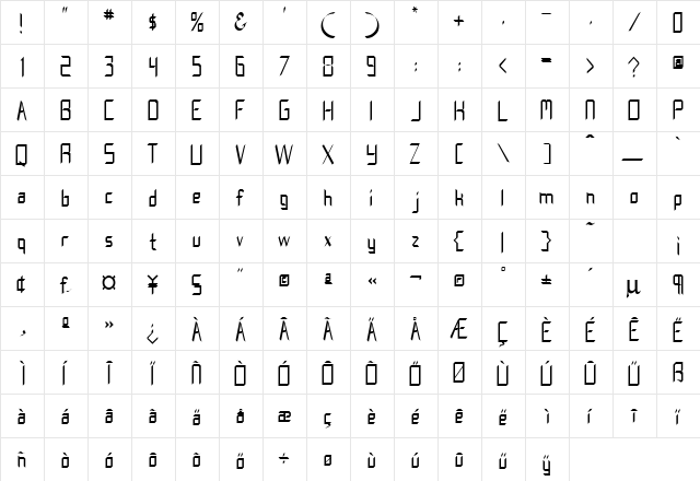 Trek Generation Regular Regular  glyph index