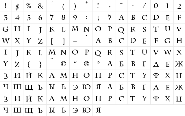 ft23 Regular  glyph index