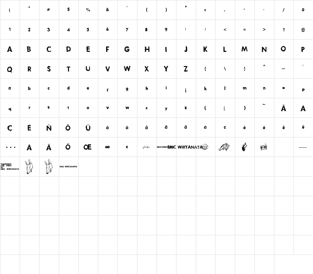THURSTON_erc Regular  glyph index