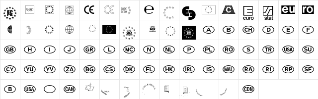 EEC LH Pi Regular  glyph index