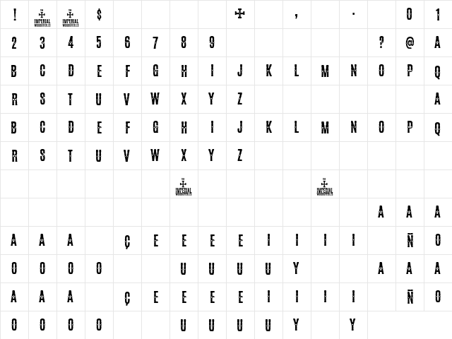 The Imperial Regular  glyph index
