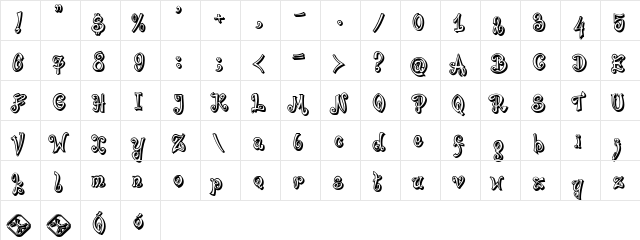 Bajareczka Shadow Regular  glyph index