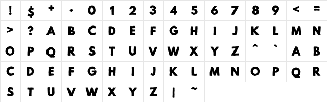 Mild Life Regular Personal Use Regular  glyph index