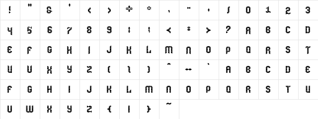 mummification Regular  glyph index