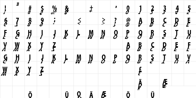 MirrorKleinShadow Bold  glyph index