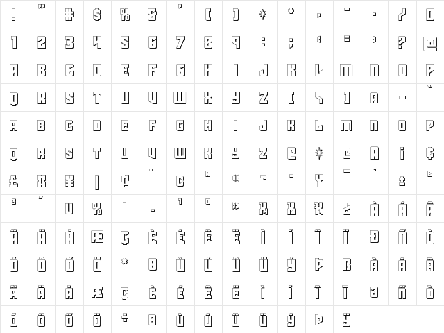 Star Guard 3D Regular  glyph index