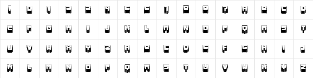 Metallic Sharp Regular  glyph index