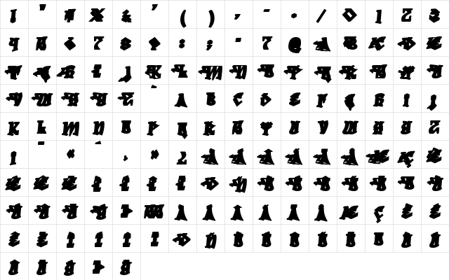 Degrassi Back  glyph index