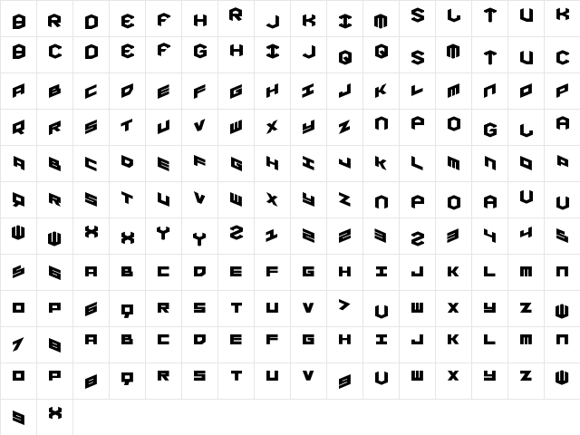 YAY USA Expanded Expanded  glyph index