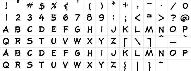 Moon Writer Regular  glyph index