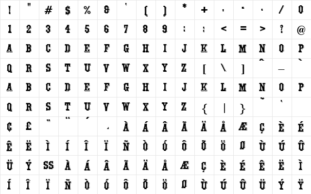 Waltham DB Regular  glyph index