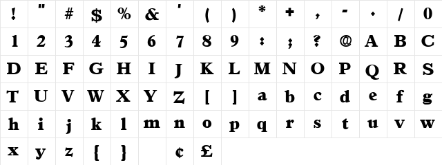 Agonic Display SSi Regular  glyph index