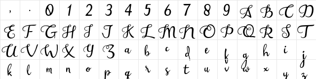 Assessment Handwritten FREE Regular  glyph index