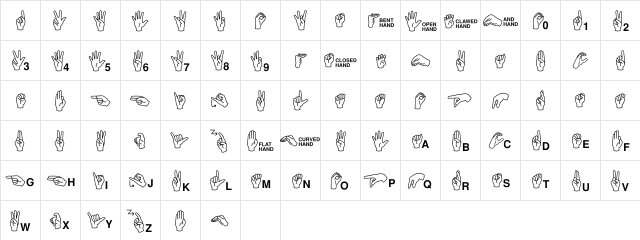 MiniPics ASL  glyph index