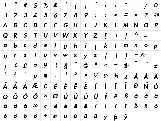 Kudos Black SSi Black Italic  glyph index