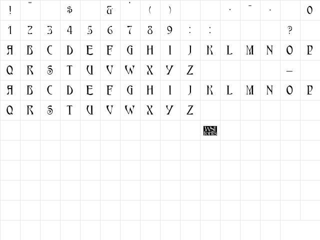 HardinCapsWide Regular  glyph index