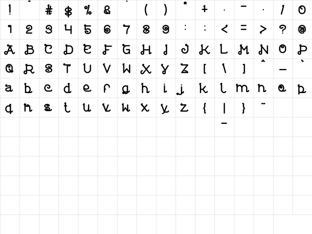 Painter pointer Bold  glyph index