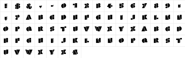HFF Warped Zone Regular  glyph index