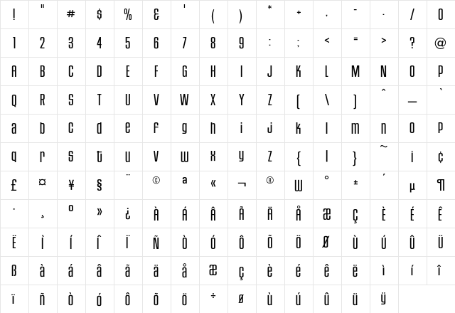 HouseGothic LightThree  glyph index