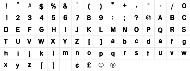 Menta Display SSi Regular  glyph index
