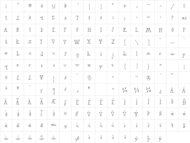 OutwestLight Regular  glyph index