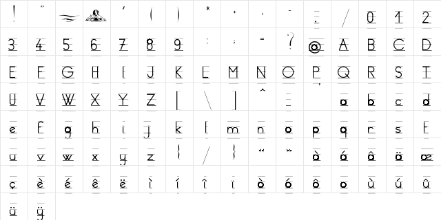 Ecole Script Mod謥 Regular  glyph index