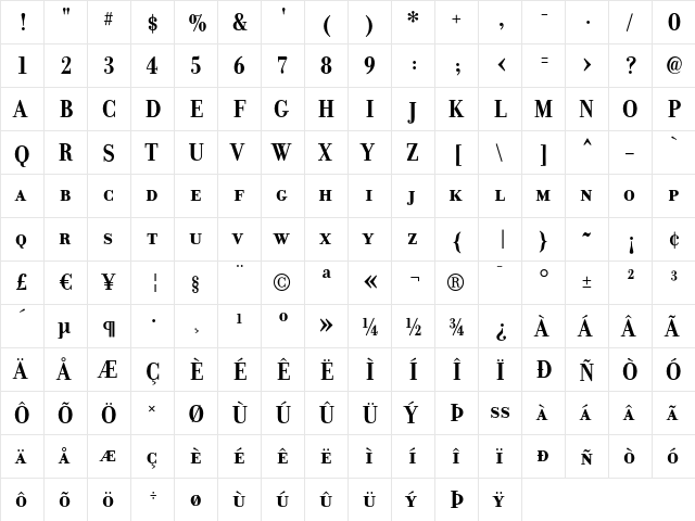 DonatoraSC Bold  glyph index