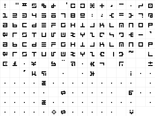 Rsultralin Regular  glyph index