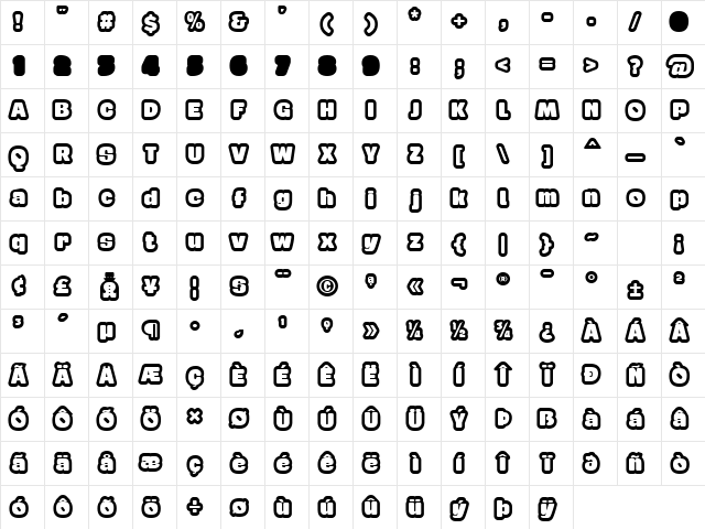 Gaban Regular  glyph index