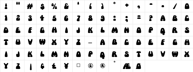 Mama Regular  glyph index