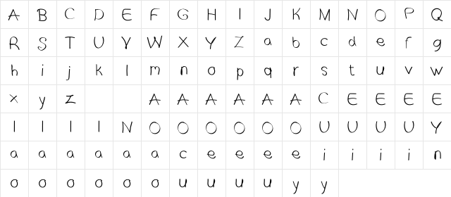 Jack Seel Regular  glyph index