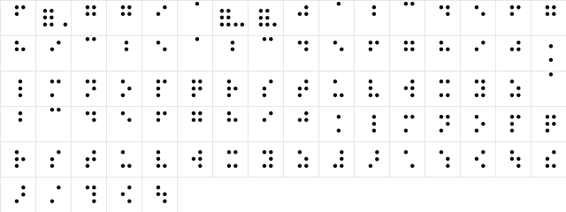 BrailleEF Regular  glyph index
