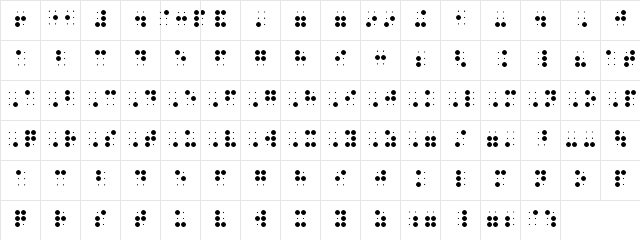 QBraille Regular  glyph index