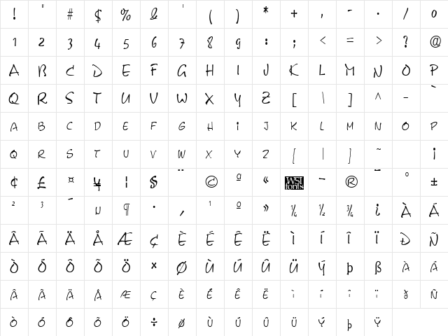 PyxidCondensed Regular  glyph index