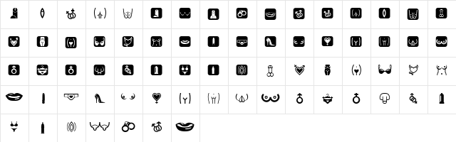 Erotic Symbols Regular  glyph index