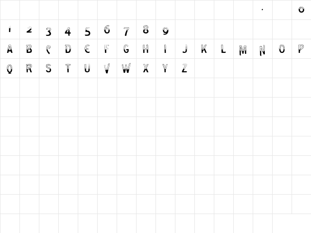 ShadyCaps Regular  glyph index