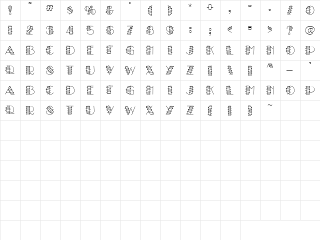 LD Squiggle Regular  glyph index