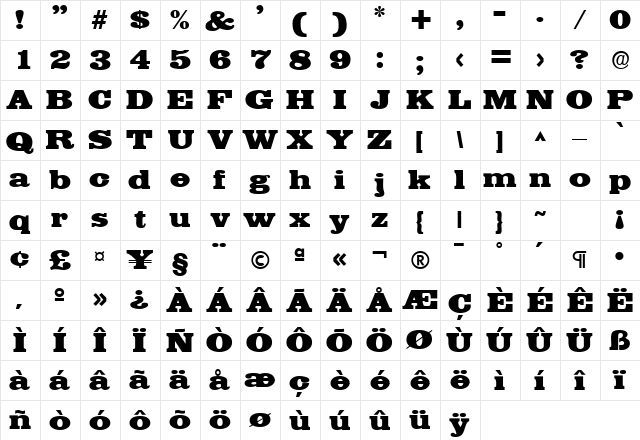 MsSprattSSK Regular  glyph index