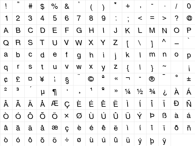 Communication 6 Regular  glyph index
