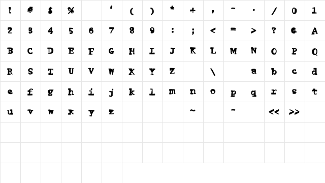 FunnyMe Medium  glyph index